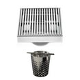 thumbnail image 1 of 4 Inch Brushed Nickel Square Shower Drain with Hair Trap Set (4 Designs), 1 of 10