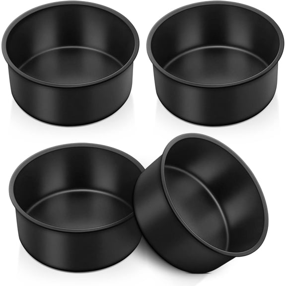 4 Inch Cake Pan, Mini Round Baking Layer Cake Pan Set of 4, with Non-Stick Coating Stainless Steel Core for Birthday, Party, Wedding, Healthy & Heatproof, Release Easily & Easy Clean