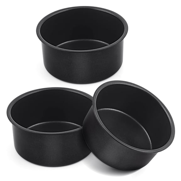 4 Inch Cake Pan Set of 3, Nonstick Stainless Steel Mini Round Cake Pans Tin, Small Size for Baking Smash Cakes/Cheesecake, Stainless Steel Core & Non-toxic Coating, Straight Side & 2 Inch Deep