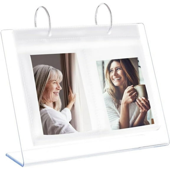 4 Inch Calendar-Style Tabletop Acrylic Standing Flip Photo Frame with Vertical Stand Clear 19.5x5.7x19.5cm Inner Diameter: 10.5x8cm