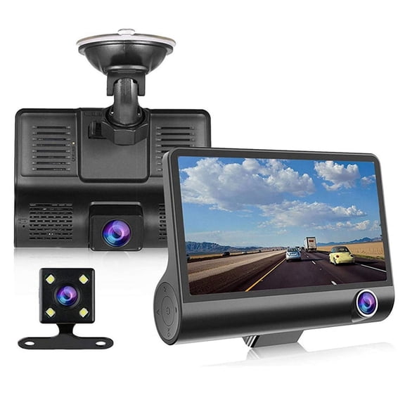 4 Inch Car DVR Dashcam Dash Camera HD Screen 1080P 3 Lens Video Recorder Front + I G12477
