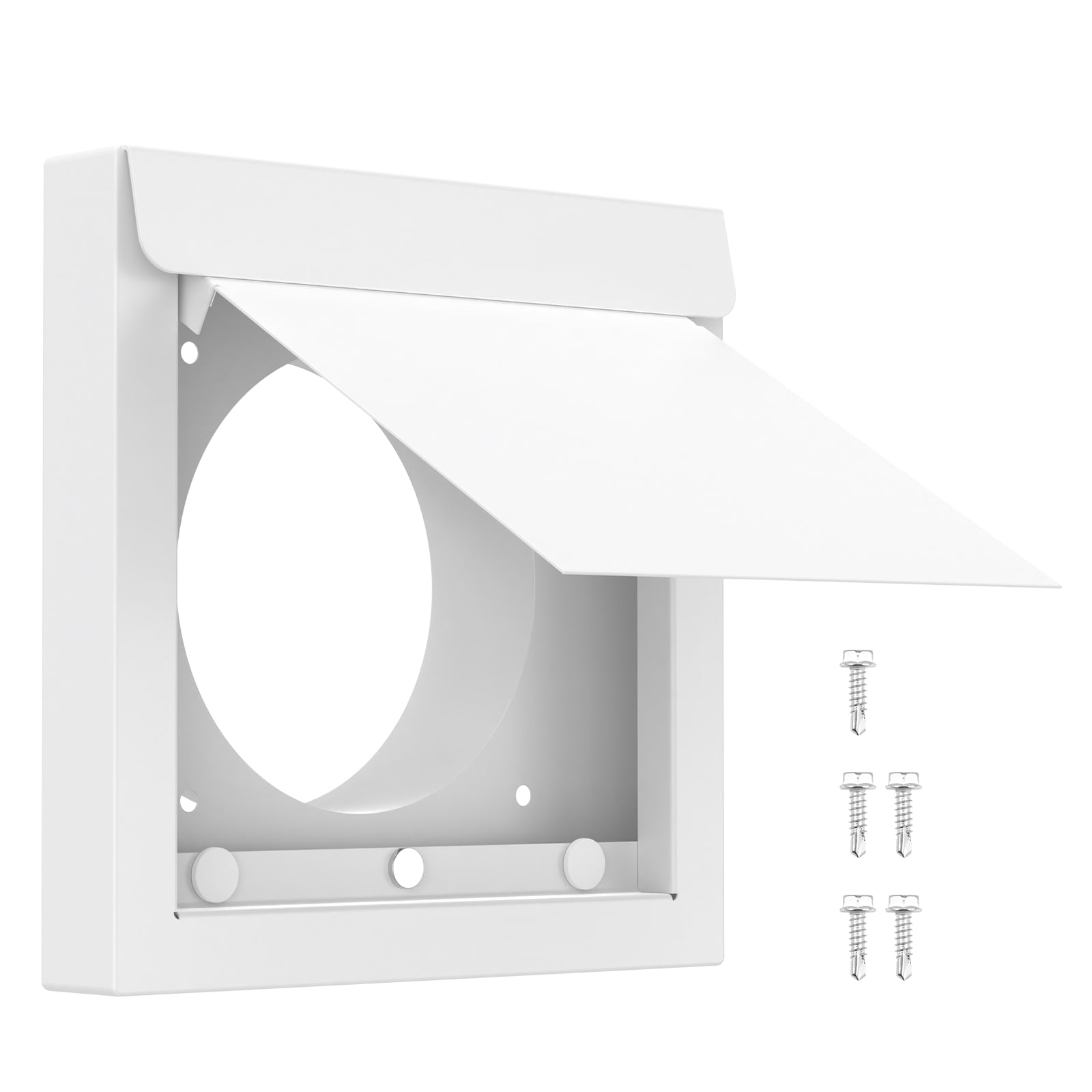4 Inch Carbon Steel Square Dryer Vent Guard Hood High Strength Auto Closing Exhaust Exterior Vent Cover for Bathroom Kitchen Garage