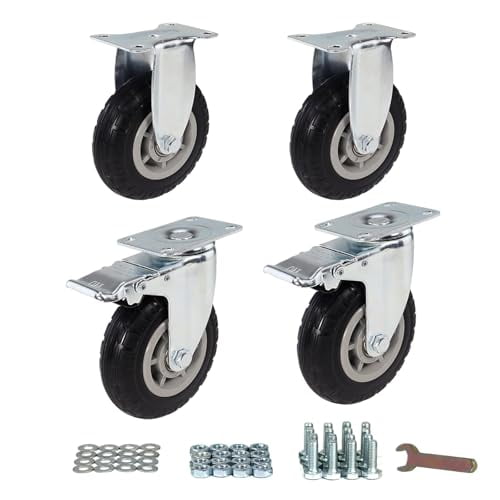 4 Inch Caster Wheels Set of 4 Heavy Duty Casters, No NoiseDuty TPR ...