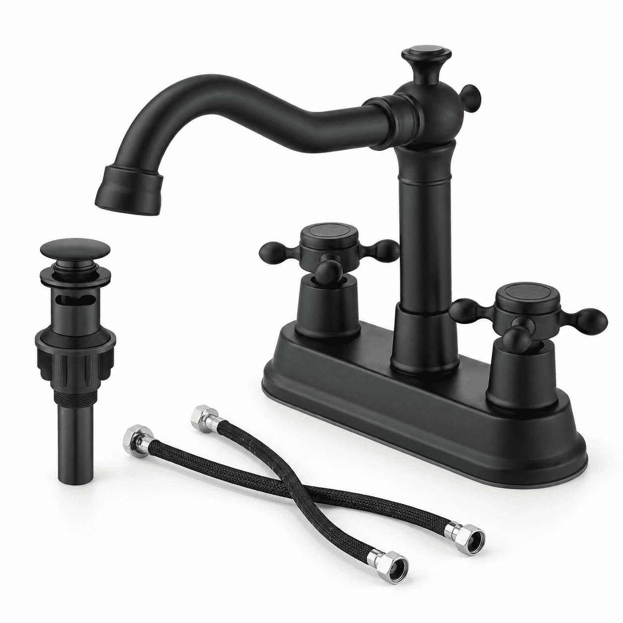 4 Inch Centerset Bathroom Sink Faucet Black Faucet Handle without Label ...
