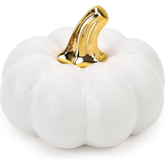 4 Inch Ceramic Pumpkins for Fall Home Decorations - White
