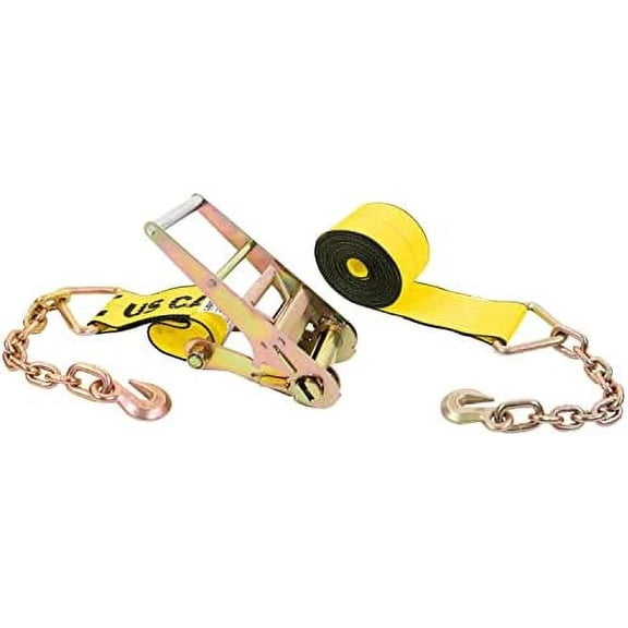4 Inch Chain Ratchet Straps, 4 Inch x 30 Foot, Heavy Duty Ratchet Straps with Chain Extensions & Clevis Grab Hooks, 5,400 LBS Working Load Limit, Tie Down Straps for Flatbed Trailer