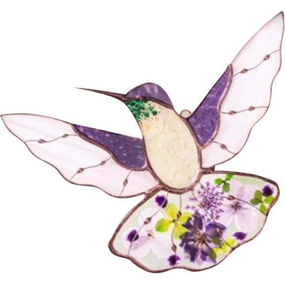 4 Inch Christmas Ornaments, Maple Leaf & Hummingbird Xmas Ornaments - 2D Flat, One-Sided Maple Leaf, Acrylic Translucent Purple Hummingbird, 9 Inch Size - Christmas Decor,