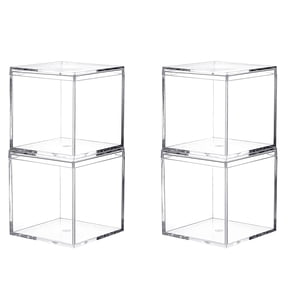 4-Inch Clear Acrylic Storage Cube Boxes with Lids 4 Pack