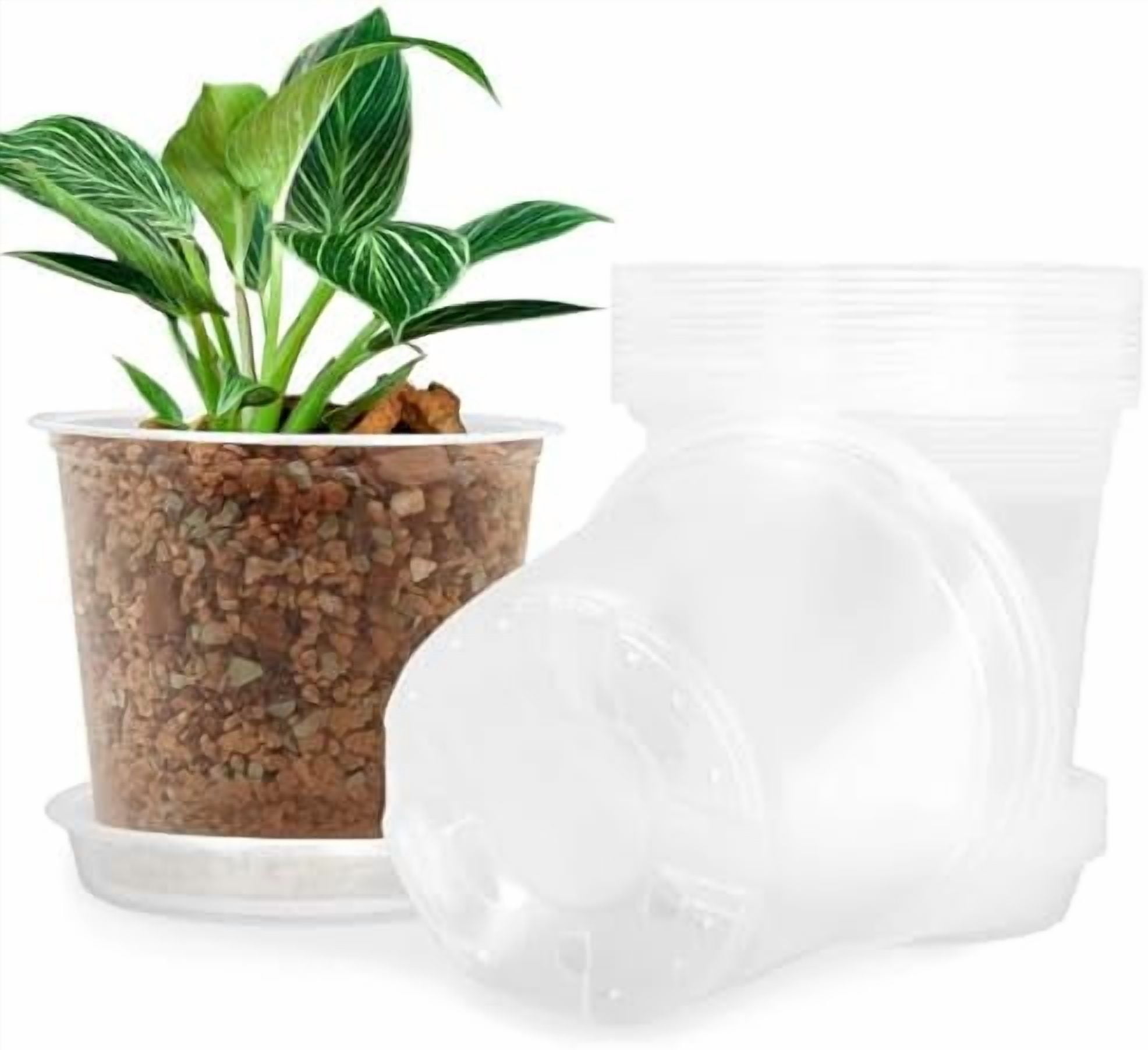 4 Inch Clear Nursery Pots for Plants with Sacuers 15 Pack, Plastic ...