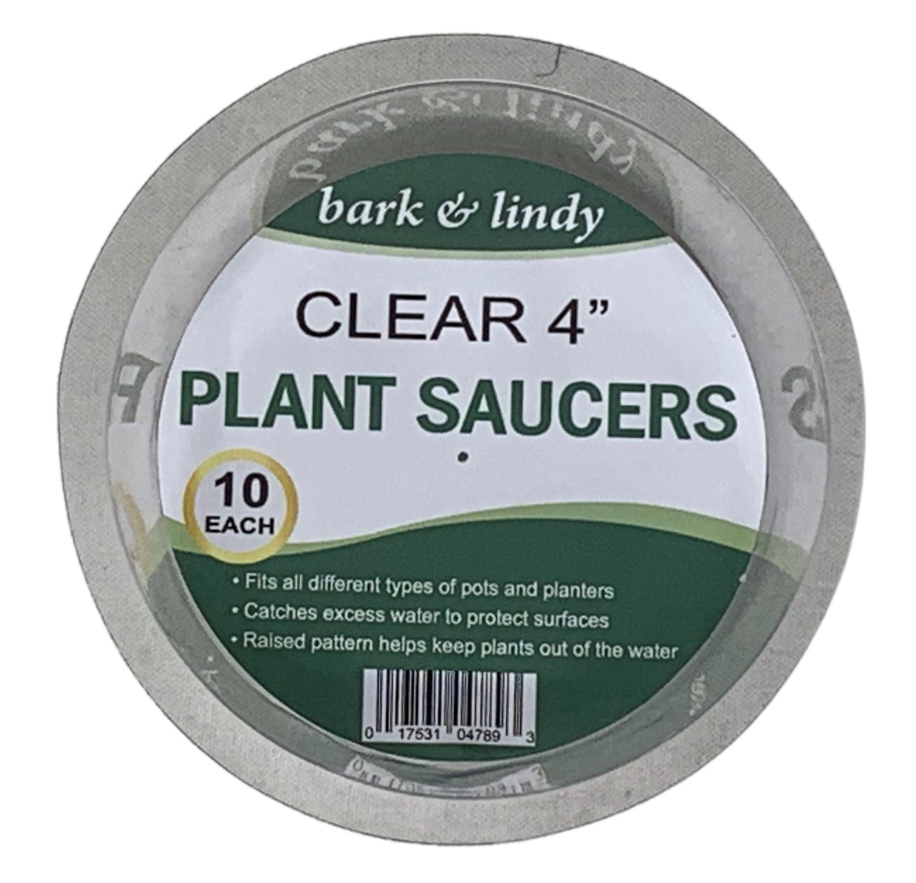 4 Inch Clear Plastic Plant Saucers Drip Trays (Pack of 10)