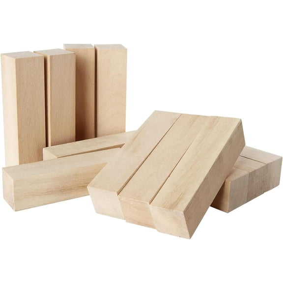 4 Inch Craft Style Basswood Carving Blocks, Unfinished Wood for Whittling and Crafting, 12 Pack Rectangular Blocks 4x1x1 Inch