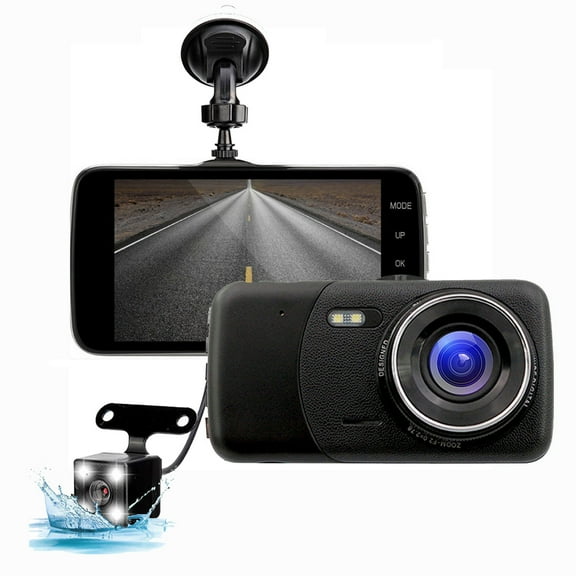4 Inch Dashboard Camera With Front And Rear Lenses 1080P Hd Recording Wide Angle View Loop Recording Night Vision And Parking Monitoring For Vehicle Security