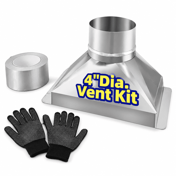 4 Inch Diameter Rectangular to Round Galvanized Steel Duct Transition Vent Kit