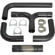 4 Inch Diesel Dual Exhaust Stack Kit T-Pipe Connector Kit for Chevy Dodge Ford Full Size Pickup T409 Stainless Steel Black
