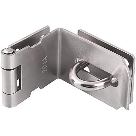 4 Inch Door Hasp Latch 90 Degree, Stainless Steel Safety Right Angle Padlock Hasp Locking Latch Security Door Clasp Hasp Lock Latch for Push/Sliding/Barn Door, 2mm Thick, Brushed Silver