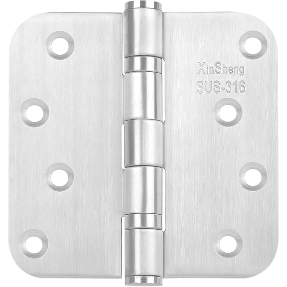 4 Inch Door Hinges Heavy Duty, 316 Marine Grade Stainless Steel Ball Bearing 5/8" Radius, Rust Proof for Interior Exterior High-Salt Environments, 3 Pack