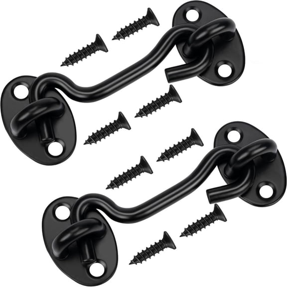 4 Inch Door Hook and Eye Latch Set, 2 Pack Rust-Proof Gate Latch Cabin Hooks for Bathrooms ,Windows,Sliding Doors,Outdoor,Windows,Cabinet
