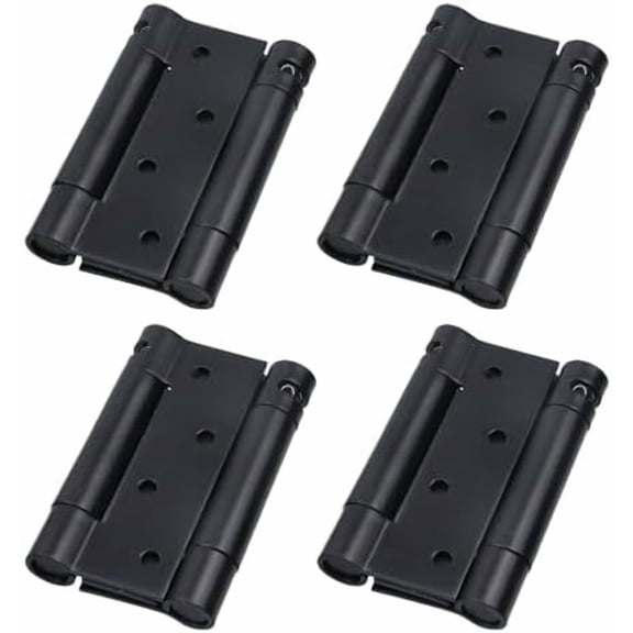 4 Inch Double Action Swinging Door Hinge, Two Way Opening Self Closing, Spring Hinges for Garden, Saloon, Cafe, Pub, Heavy Duty Stainless Steel Tension Adjustable Door Hardware, Black