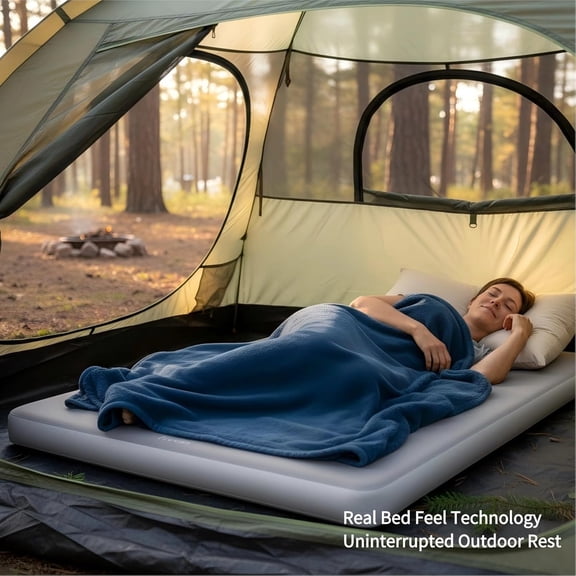 4 Inch Drop  Camping Sleeping Pad Inflatable  Mattress with Firm Support Fast Inflation Portable Tent Bed