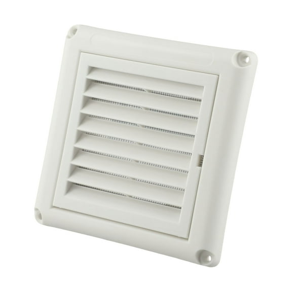 4 Inch Dryer Vent Cover Exterior Wall Mount Exhaust Vent Air Grille Louvered Screen Mesh for HVAC Kitchen Bathroom Ventilation System with Weather Protection White 150x150mm