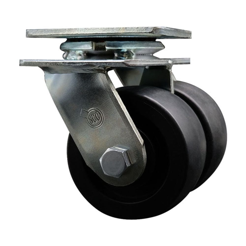 4 Inch Dual Glass Filled Nylon Wheels Swivel Caster with Roller Bearing SCC