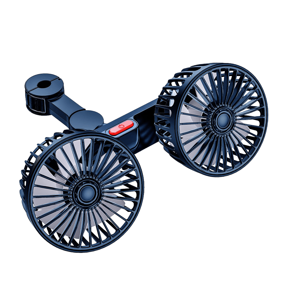 4 Inch Dual Head Car Fan with 3 Speeds, 360° Rotatable USB Car Cooling Fan with Dual USB Car Charger for Back Seat Passenger Kids Pets