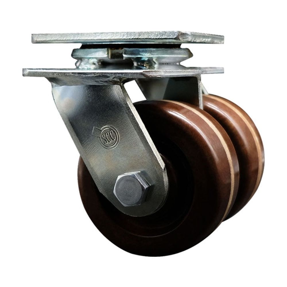 4 Inch Dual High Temp Phenolic Wheels Swivel Caster with Roller Bearing SCC