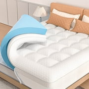 4-Inch Dual Layer Gel Memory Foam Mattress Queen Size, 2-Inch Cooling Gel Memory Foam Plus 2-Inch 100% 400TC Ultra Thick Soft Mattress Pillow Cover, Cool Comfort, Breathable Pressure Reduction