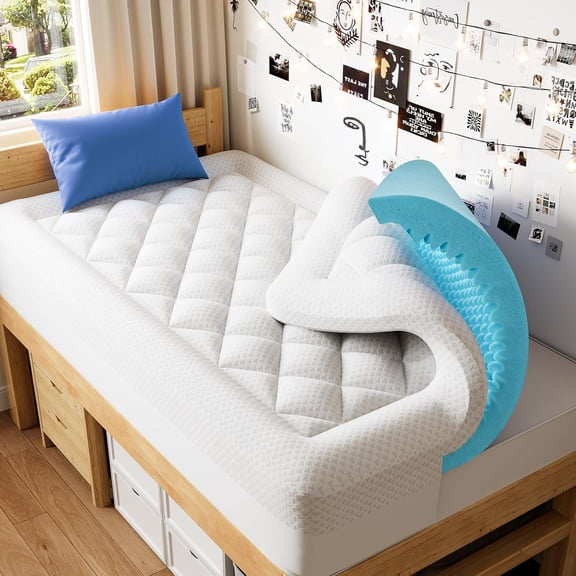 4 Inch Dual Layer  Mattress Topper for  , 2.5 Inch Cooling Egg Crate Gel Memory  Plus 1.5 Inch Pillow Top Cover, Medium Firm with Deep Pocket