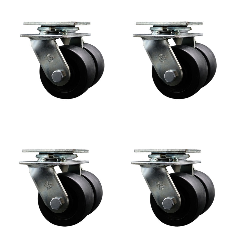 4 Inch Dual Polyolefin Wheels Swivel Caster Set with Roller Bearing SCC ...