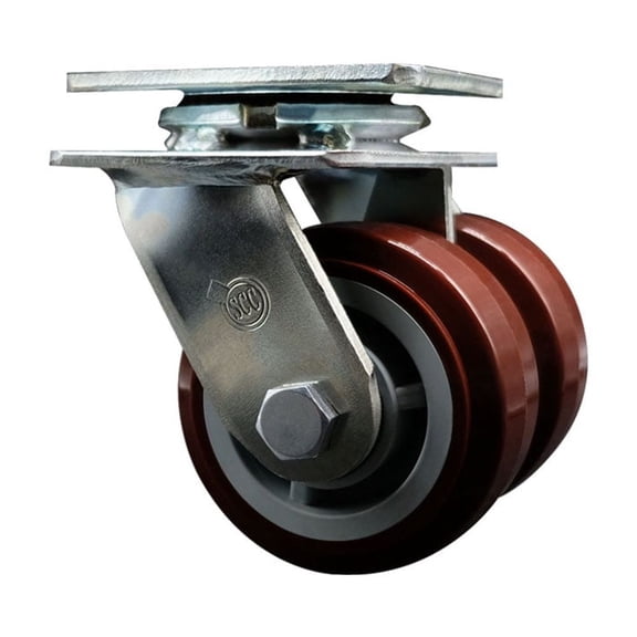4 Inch Dual Polyurethane Wheels Swivel Caster with Roller Bearing Service Caster