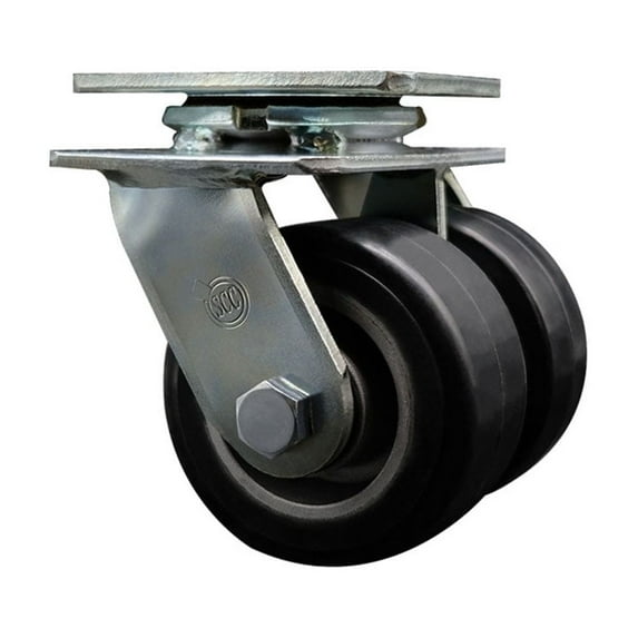 4 Inch Dual Rubber on Aluminum Wheels Swivel Caster with Roller Bearing SCC