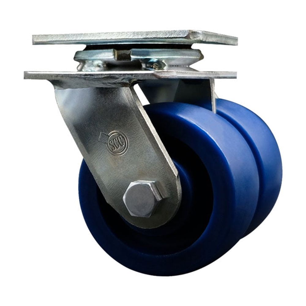 4 Inch Dual Solid Polyurethane Wheels Swivel Caster with Roller Bearing SCC