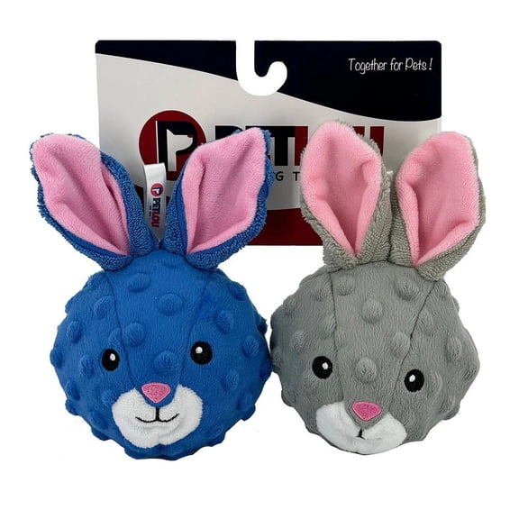 4 Inch EZ Squeaky Twin Pack Rabbit Dog Toy