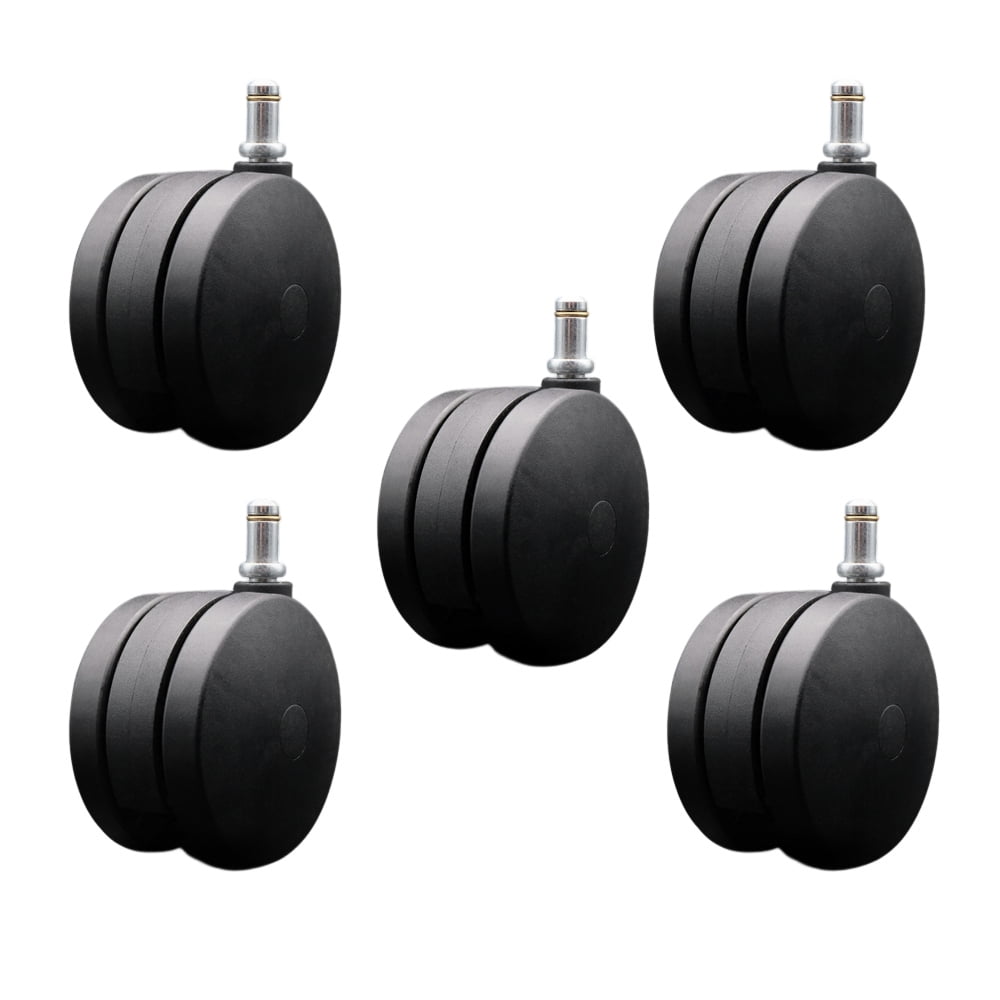 4 Inch Extra Large Heavy Duty Twin Wheel Caster 7/16 Grip Ring Stem Set of 5