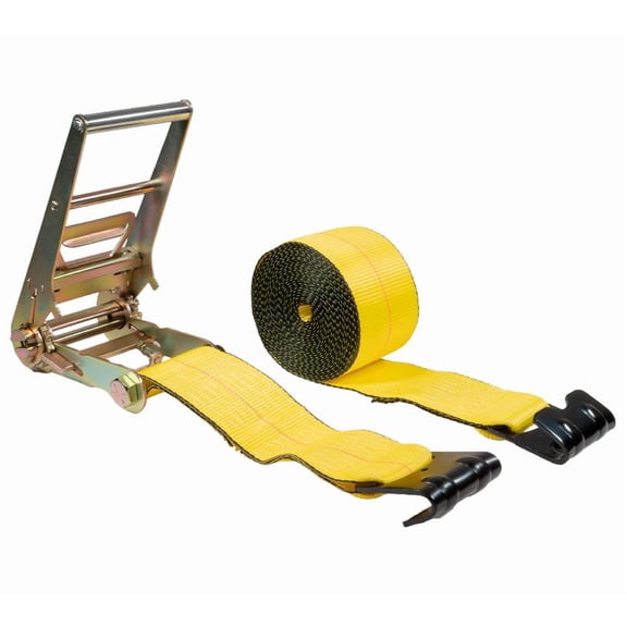 4 Inch Flat Hook Ratchet Straps, 4" x 20' Heavy Duty Ratchet Tie Down Straps with Flat Hooks Yellow | 5,400 Pound Working Load Limit for Flatbed, Truck, Trailers Pickup