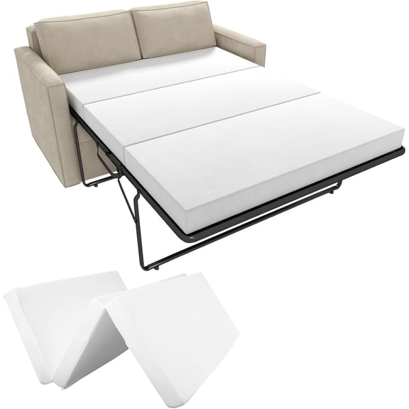 4 Inch Foldable Memory Foam Sofa Bed Mattress Replacement, Queen Size Pull Out Couch for Sleeper Couch Beds Guest, RV Travel, Camping, 72" L x 59" W x 4" H, Sofa Not Included