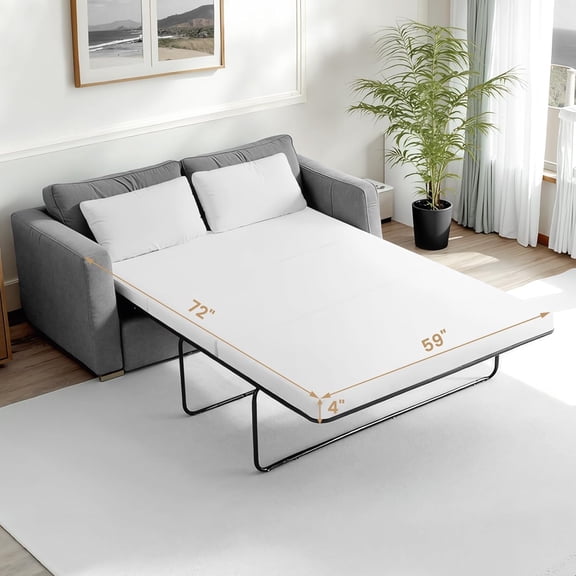 4 Inch Foldable Memory Foam Sofa Bed Mattress Replacement, Queen Size