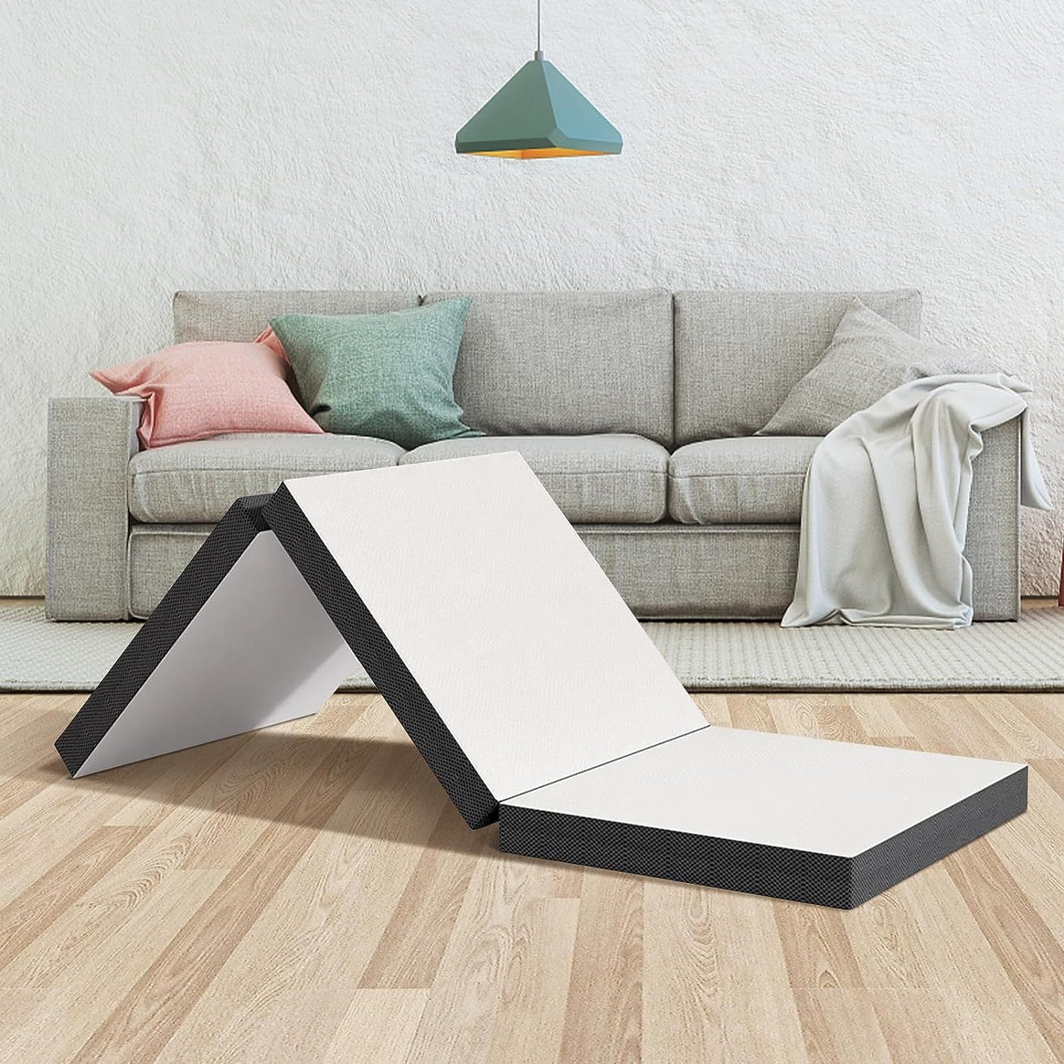 4 Inch Folding Mattress Trifold Memory Foam Mattress Topper Portable