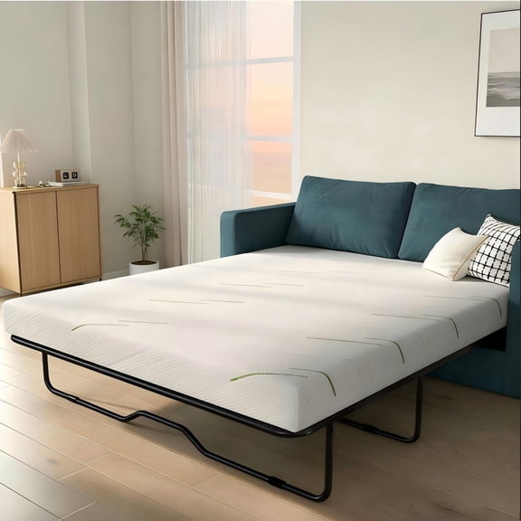 4-Inch Full Size Gel Memory Foam Replacement Mattress for Sleeper Sofa and Couch Beds, Breathable Washable Cover, Slip-Resistant Base for Convertible Sofa, CertiPUR-US Certified (Sofa Not Included)