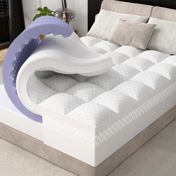 4 Inch Full Size Memory Foam Mattress Topper Pro Dual Layer 2 Inch Cooling Gel Egg Crate Memory Foam Plus 2 Inch Pillow Top Medium Firm with Deep Pocket