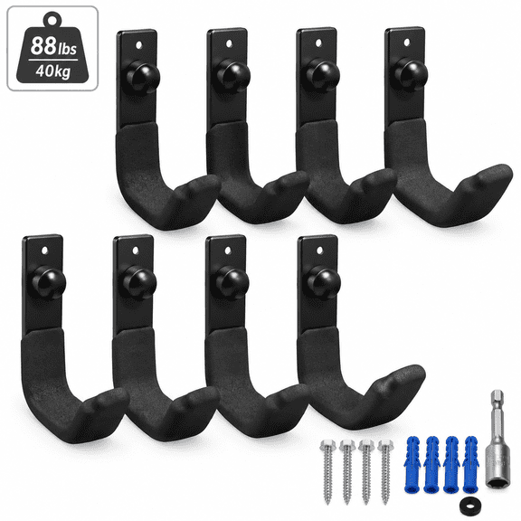 4 Inch Garage Hooks Heavy Duty, Utility Wall Mount Ladder Hooks