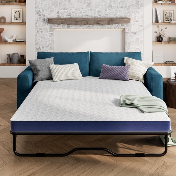 4 Inch Gel Memory Foam Sofa Mattress Queen Size, Mattress Replacement for Sleeper Sofa, Couch Bed, Guest Rooms, RVs & Boats, with Washable Cover