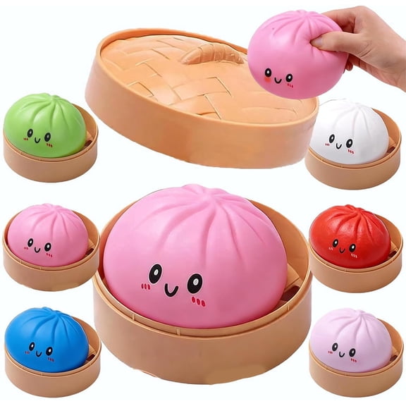 4 Inch Giant Dumpling Squishy, Anxiety Relief Fidget, Jumbo Dumpling Stress Ball, Rainbow Mystery Squishy Bun, Soft Squeeze Decompression Dough for Adults