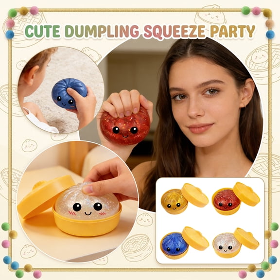 4 Inch Giant Glitter Dumpling, Giant Dumpling Squishy, Mega Rainbow Dumplings, Large Stress Relief Sensory Ball for Adults