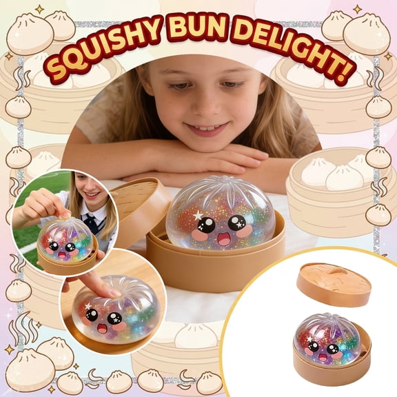 4 Inch Giant Glitter Dumpling, Giant Dumpling Squishy, Mega Rainbow Dumplings, Large Stress Relief Sensory Ball for Adults