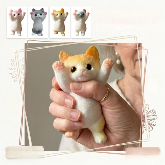 4-Inch Giant Jumbo Yellow Cat Squishy, Sensory Fidgets, Anxiety Reliever, ADHD Autism Calming Tools, Classroom Prizes & Treasure Box Fillers