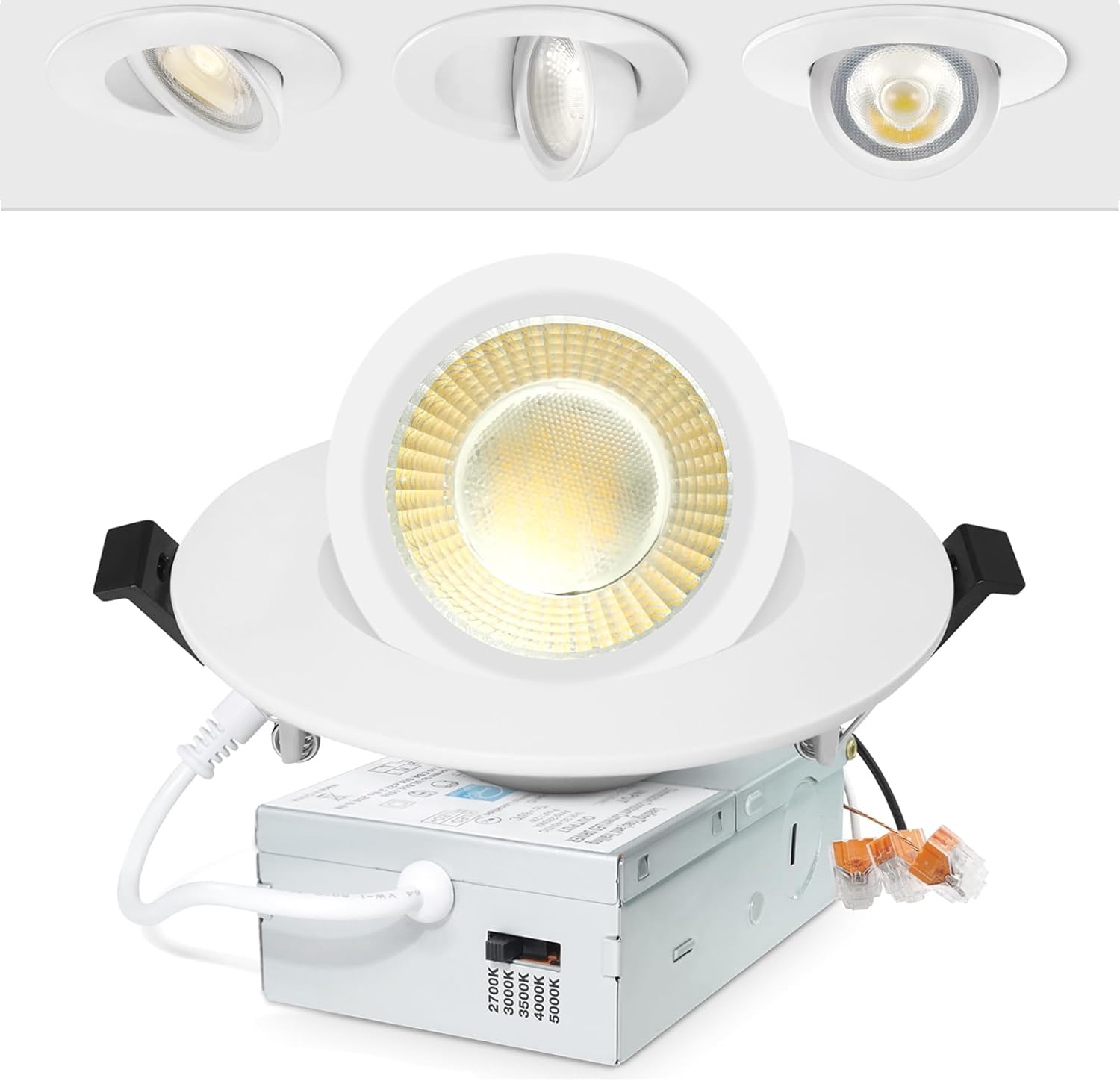4 Inch Gimbal Led Recessed Light, 3000K/4000K/5000K Dimmable Retrofit