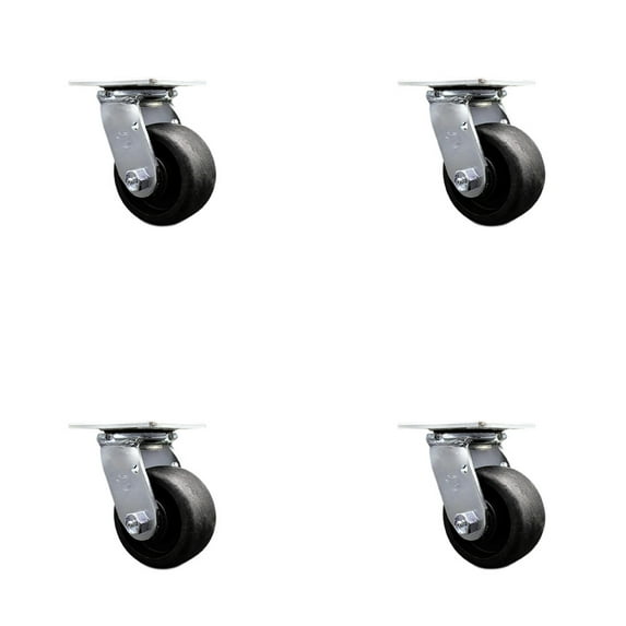 4 Inch Glass Filled Nylon Wheel Swivel Caster Set with Ball Bearings SCC