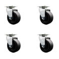 thumbnail image 1 of 4 Inch Glass Filled Nylon Wheel Swivel Caster Set with Roller Bearings SCC, 1 of 2